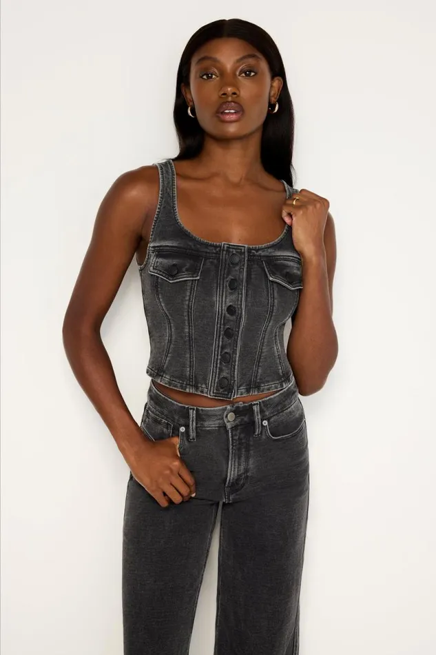 Women GOOD AMERICAN Tops JEANIUS BUSTIERVEST Black322