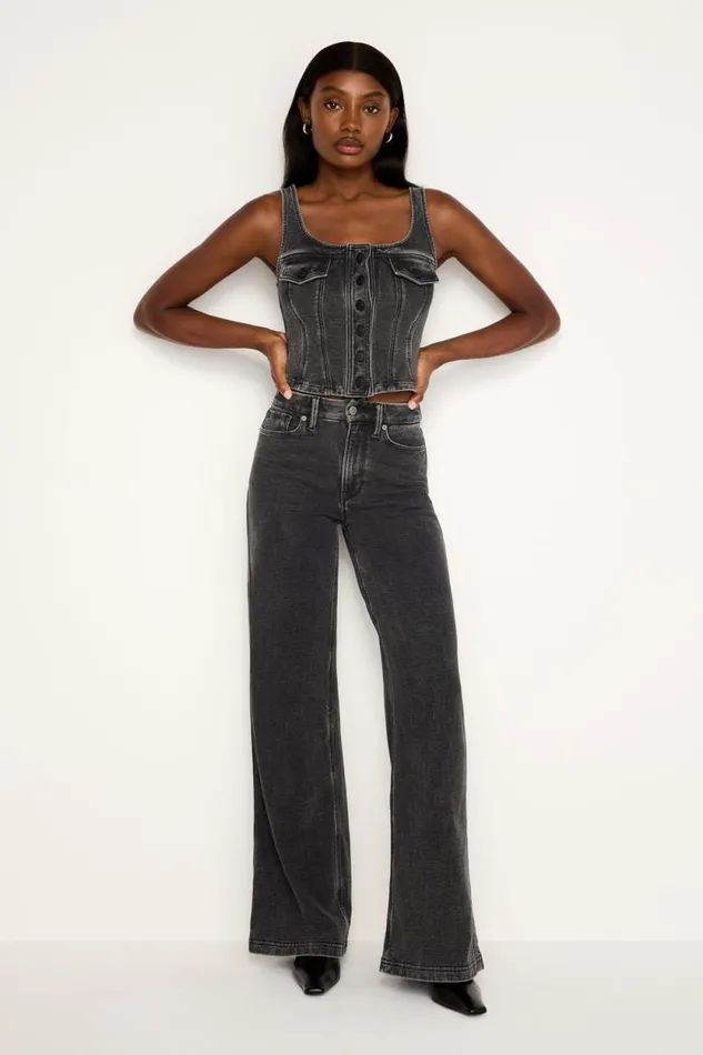 Women GOOD AMERICAN Tops JEANIUS BUSTIERVEST Black322