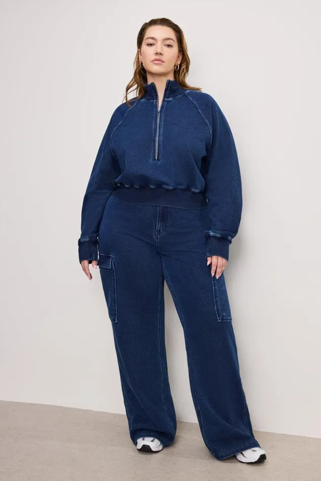 Women GOOD AMERICAN Tops JEANIUS HALF ZIPSWEATSHIRT Indigo377 Women GOOD AMERICAN Tops JEANIUS HALF ZIPSWEATSHIRT Indigo377