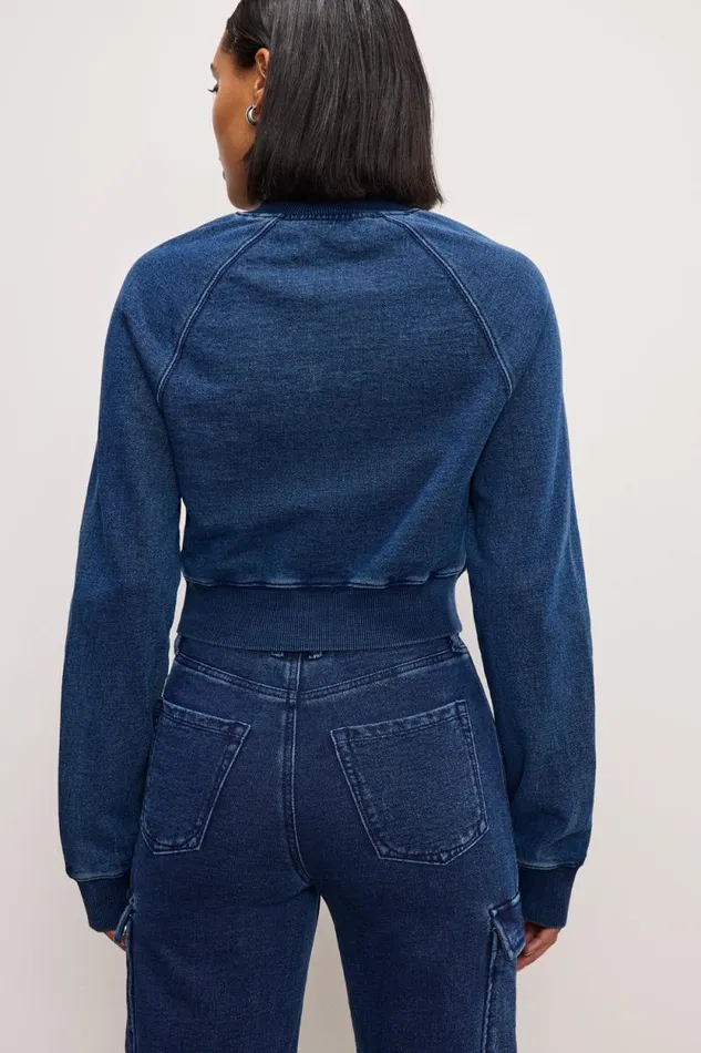 Women GOOD AMERICAN Tops JEANIUS HALF ZIPSWEATSHIRT Indigo377 Women GOOD AMERICAN Tops JEANIUS HALF ZIPSWEATSHIRT Indigo377