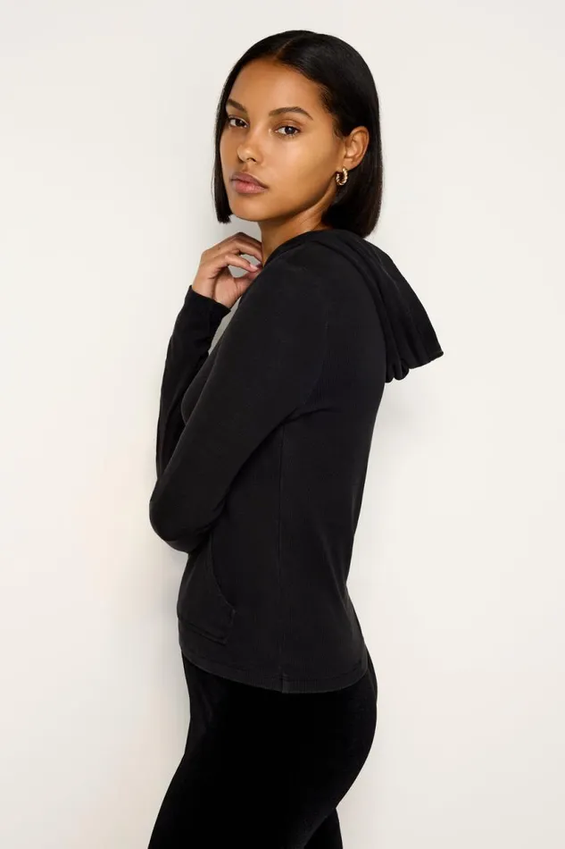 Women GOOD AMERICAN Tops JEANIUSHOODIE Black001