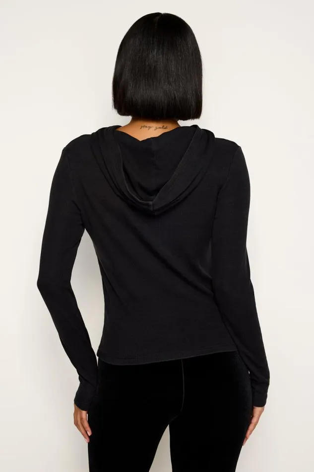 Women GOOD AMERICAN Tops JEANIUSHOODIE Black001