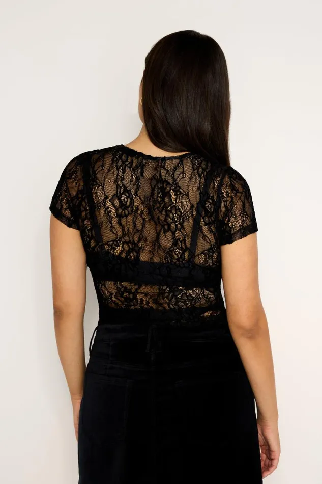 Women GOOD AMERICAN Tops LACE BABYTEE Black001