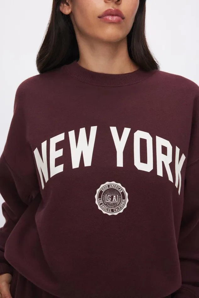 Women GOOD AMERICAN Tops NEW YORK BRUSHED FLEECE GRAPHICSWEATSHIRT Malbec003