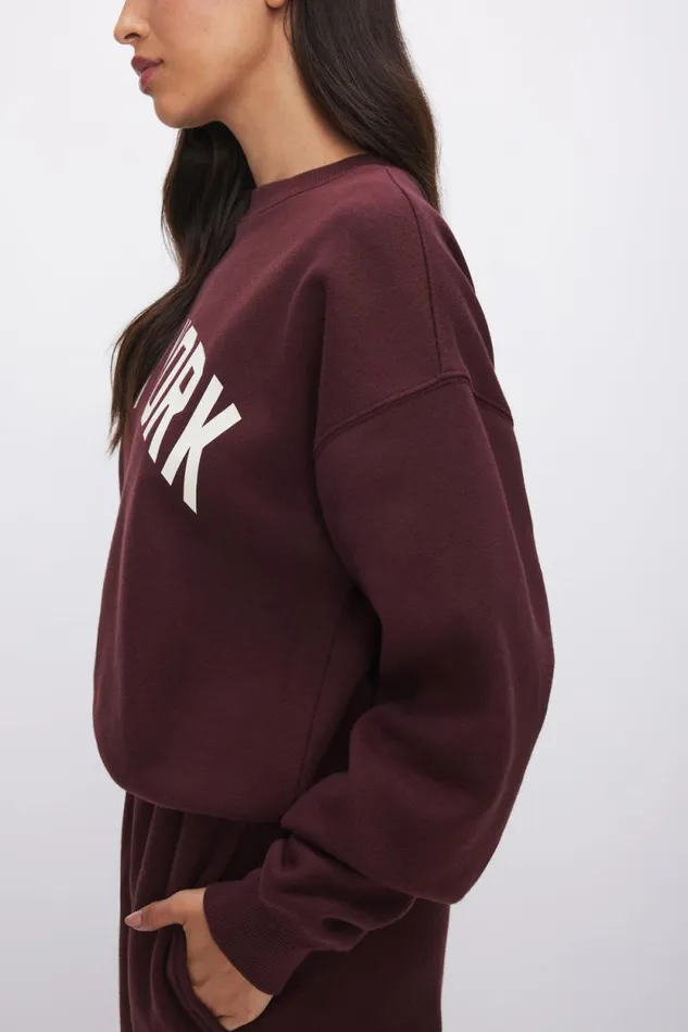Women GOOD AMERICAN Tops NEW YORK BRUSHED FLEECE GRAPHICSWEATSHIRT Malbec003