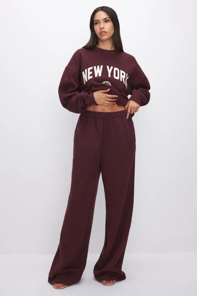 Women GOOD AMERICAN Tops NEW YORK BRUSHED FLEECE GRAPHICSWEATSHIRT Malbec003