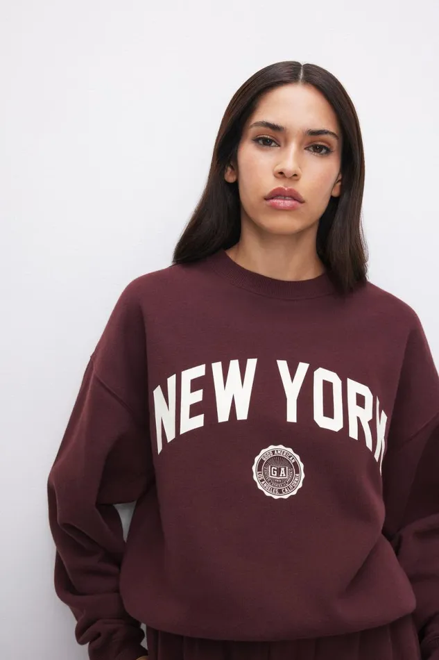 Women GOOD AMERICAN Tops NEW YORK BRUSHED FLEECE GRAPHICSWEATSHIRT Malbec003