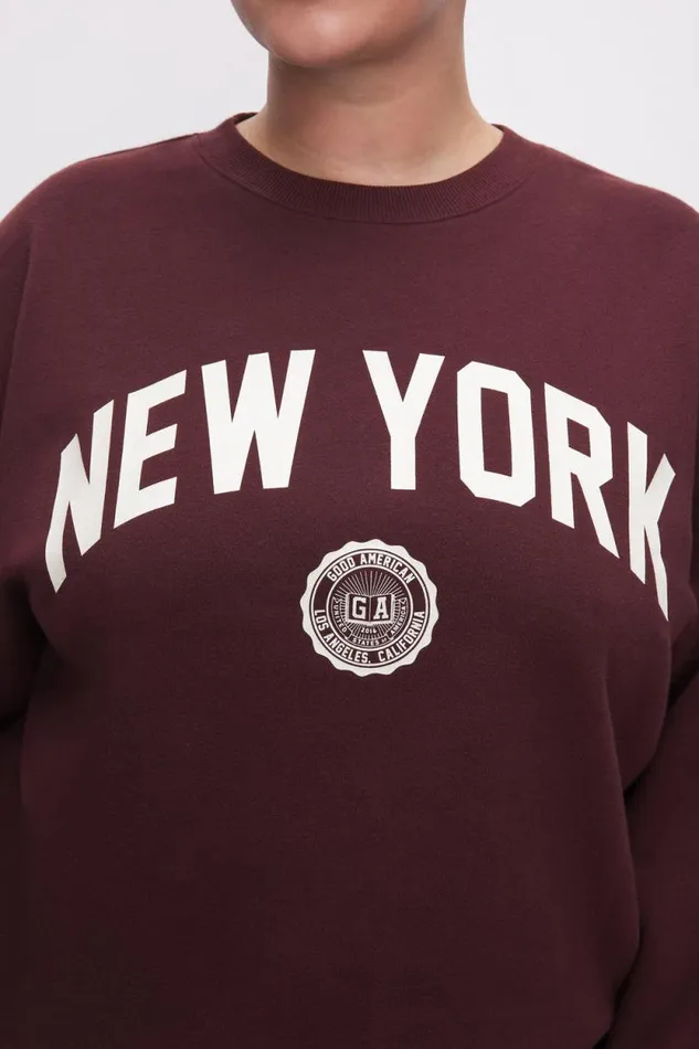 Women GOOD AMERICAN Tops NEW YORK BRUSHED FLEECE GRAPHICSWEATSHIRT Malbec003
