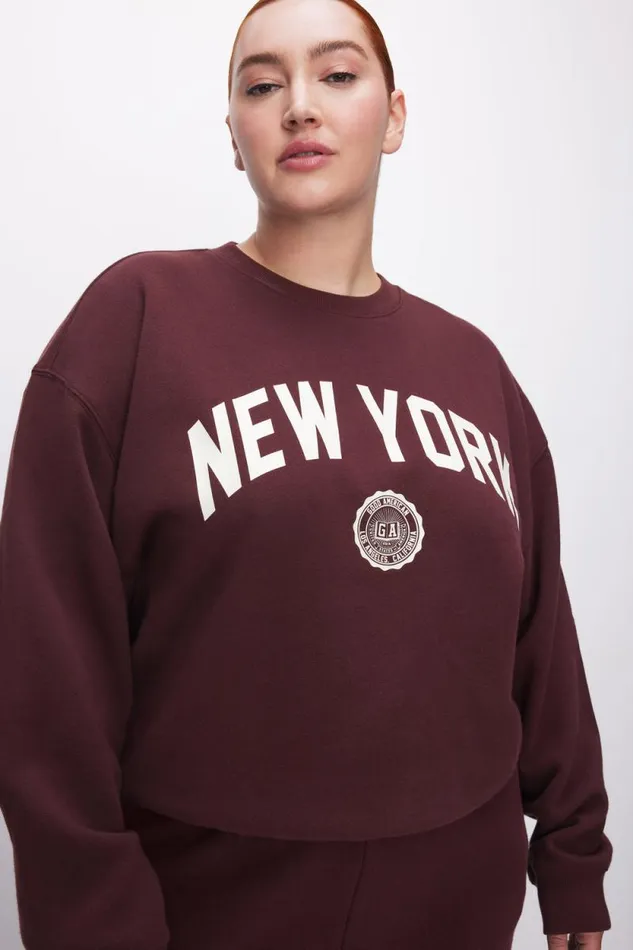 Women GOOD AMERICAN Tops NEW YORK BRUSHED FLEECE GRAPHICSWEATSHIRT Malbec003