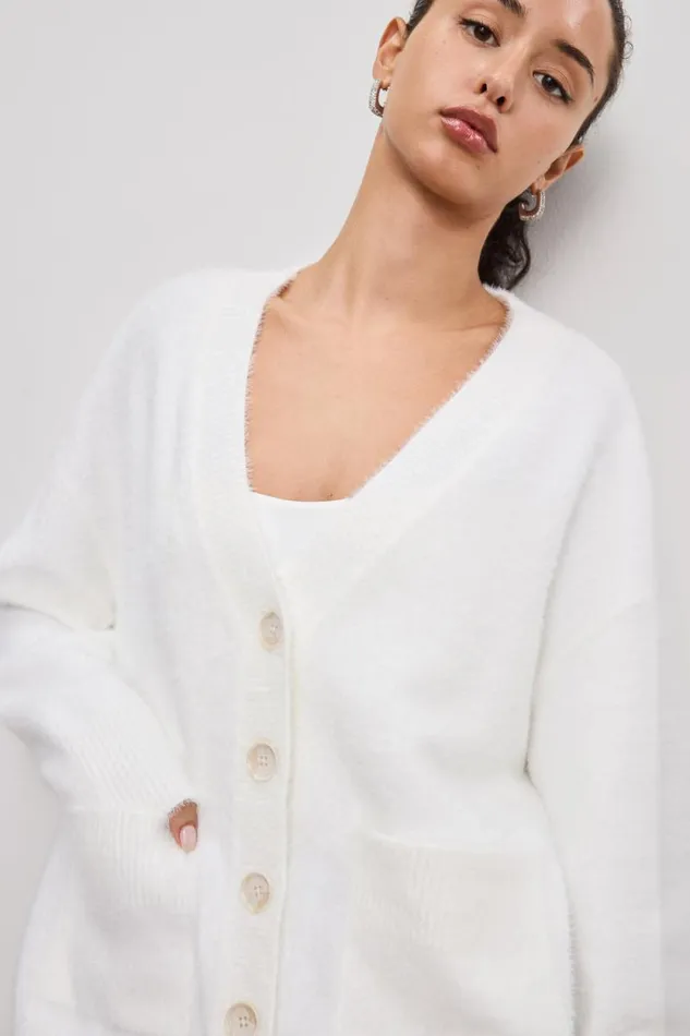 Women GOOD AMERICAN Tops OVERSIZED PLUSHCARDIGAN Cloud White001