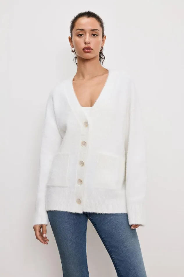 Women GOOD AMERICAN Tops OVERSIZED PLUSHCARDIGAN Cloud White001