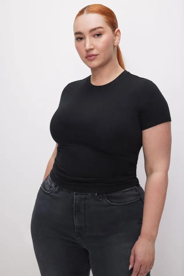 Women GOOD AMERICAN Tops SUPER STRETCH BABYTEE Black001