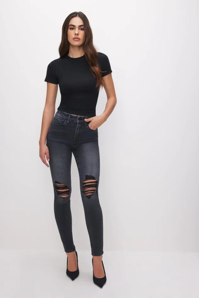 Women GOOD AMERICAN Tops SUPER STRETCH BABYTEE Black001