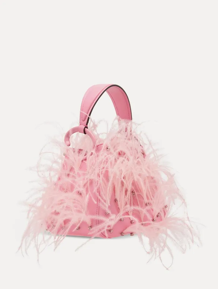 Women Handbags Oscar De La Renta Ostrich Feather O Handle Bag Pink