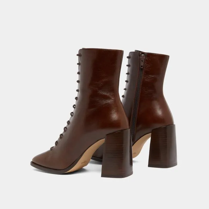 Women Heeled Ankle Boots With Laces Brown JONAK Ankle Boots Lowboots Women Heeled Ankle Boots With Laces Brown JONAK Ankle Boots Lowboots