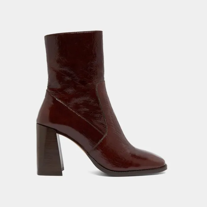 Women Heeled Ankle Boots With Square Toes Dark Brown JONAK Ankle Boots Lowboots