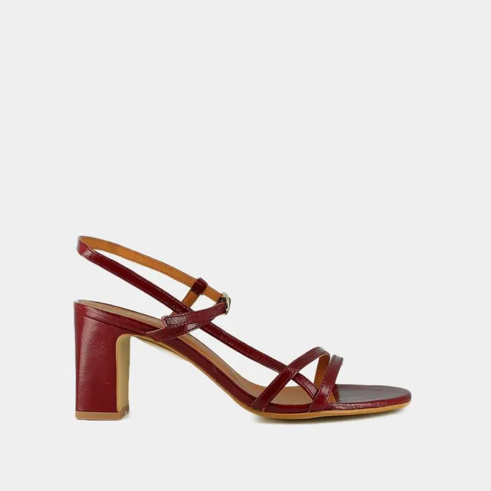Women Heeled Sandals With Straps Dark Red JONAK Sandals