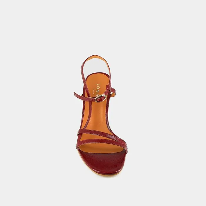 Women Heeled Sandals With Straps Dark Red JONAK Sandals
