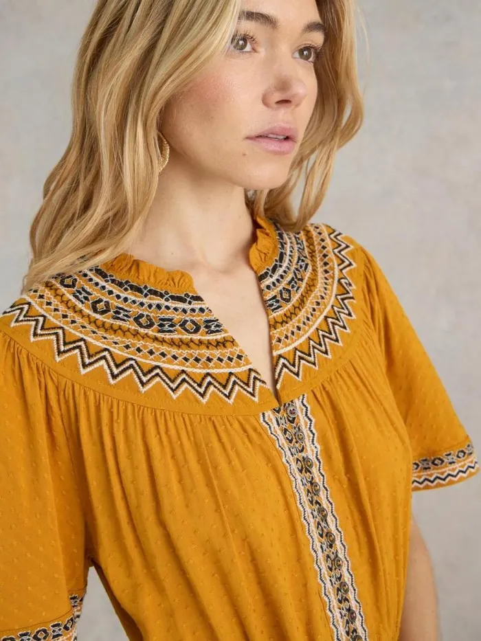Women Heidi Embroidered Dress Tan Multi White Stuff Dresses Women Heidi Embroidered Dress Tan Multi White Stuff Dresses