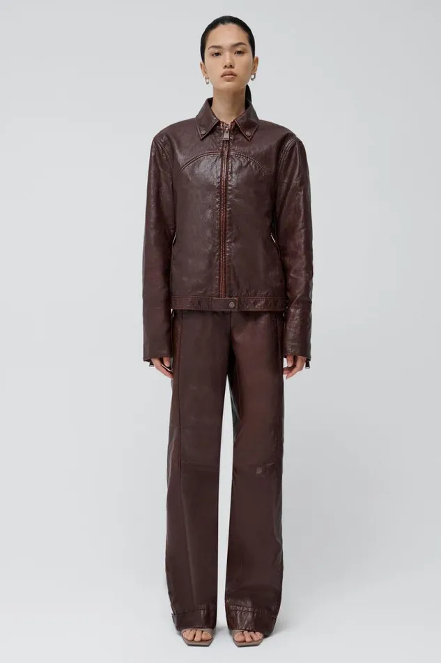 Women Jackets and Coats Jonathan Simkhai Gem Jacket Tan Leather Finish Jacket