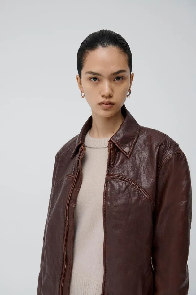 Women Jackets and Coats Jonathan Simkhai Gem Jacket Tan Leather Finish Jacket Women Jackets and Coats Jonathan Simkhai Gem Jacket Tan Leather Finish Jacket