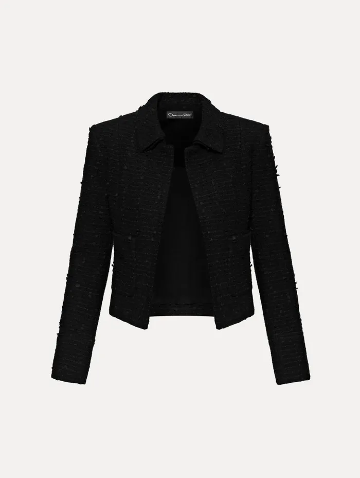 Women Jackets and Coats Oscar De La Renta Boucle Tweed Jacket Black
