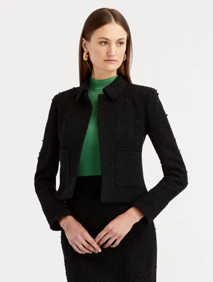 Women Jackets and Coats Oscar De La Renta Boucle Tweed Jacket Black