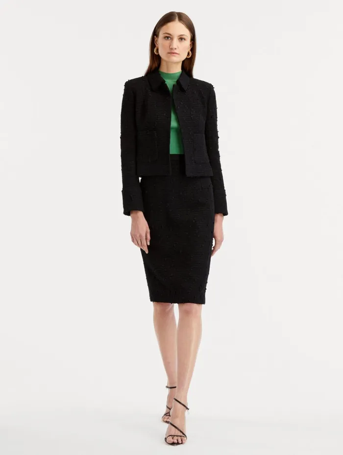 Women Jackets and Coats Oscar De La Renta Boucle Tweed Jacket Black