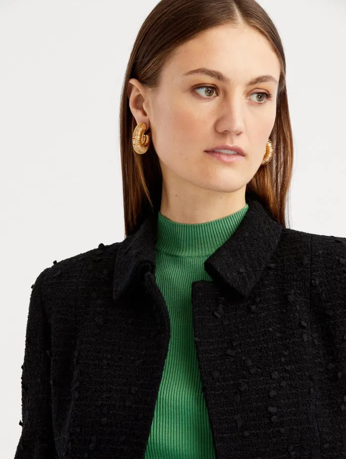 Women Jackets and Coats Oscar De La Renta Boucle Tweed Jacket Black