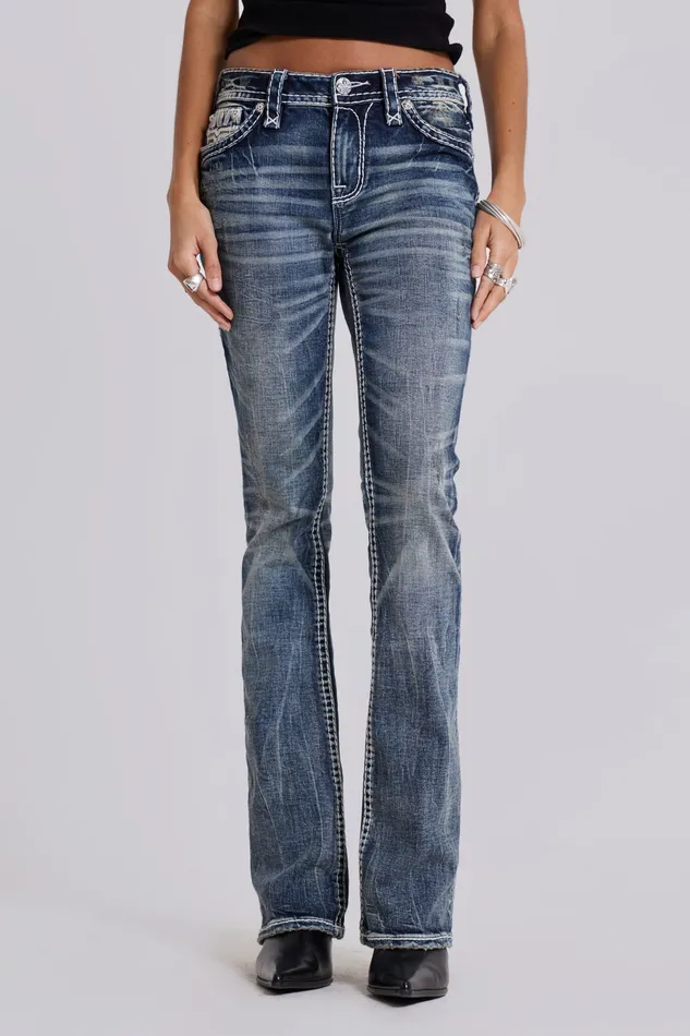 Women Jaded London Shop Rock Revival Madison Bootcut Jeans Tops