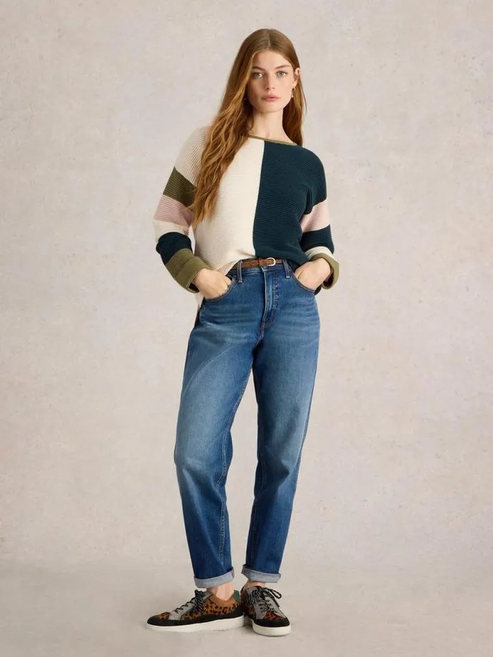 Women JANA COLOURBLOCK JUMPER Natural Multi White Stuff Knitwear