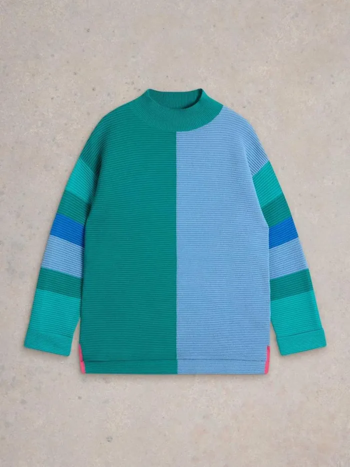 Women JANA HIGH NECK JUMPER Teal Multi White Stuff Knitwear