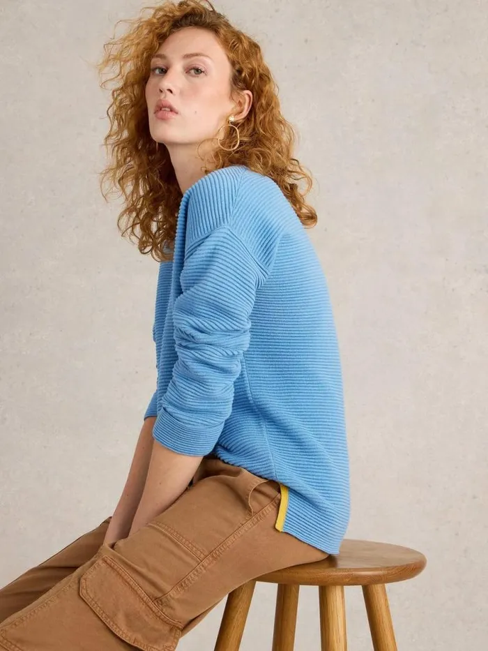 Women JANA V NECK JUMPER Mid Blue White Stuff Knitwear