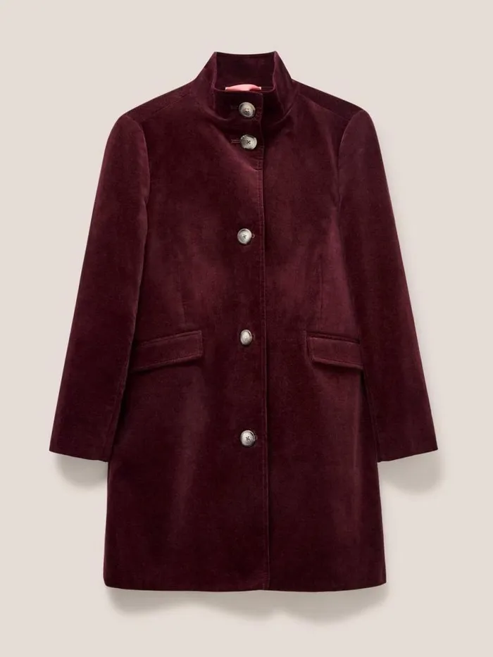Women Karla Smart Velvet Coat Dk Plum White Stuff Coats and Jackets Women Karla Smart Velvet Coat Dk Plum White Stuff Coats and Jackets