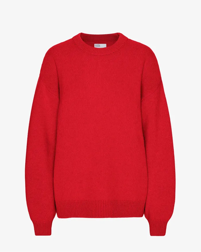 Women Knit Sweaters Colorfulstandard Oversized Merino Wool Crew 8211 Scarlet Red