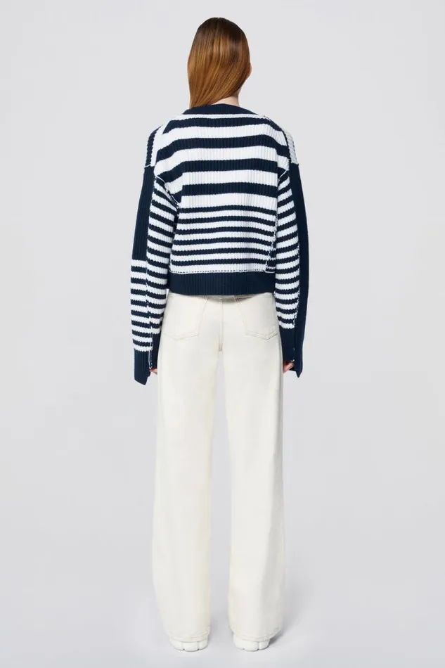 Women Knitwear Jonathan Simkhai Adara Cardigan Striped Blue VNeck Cardigan Women Knitwear Jonathan Simkhai Adara Cardigan Striped Blue VNeck Cardigan