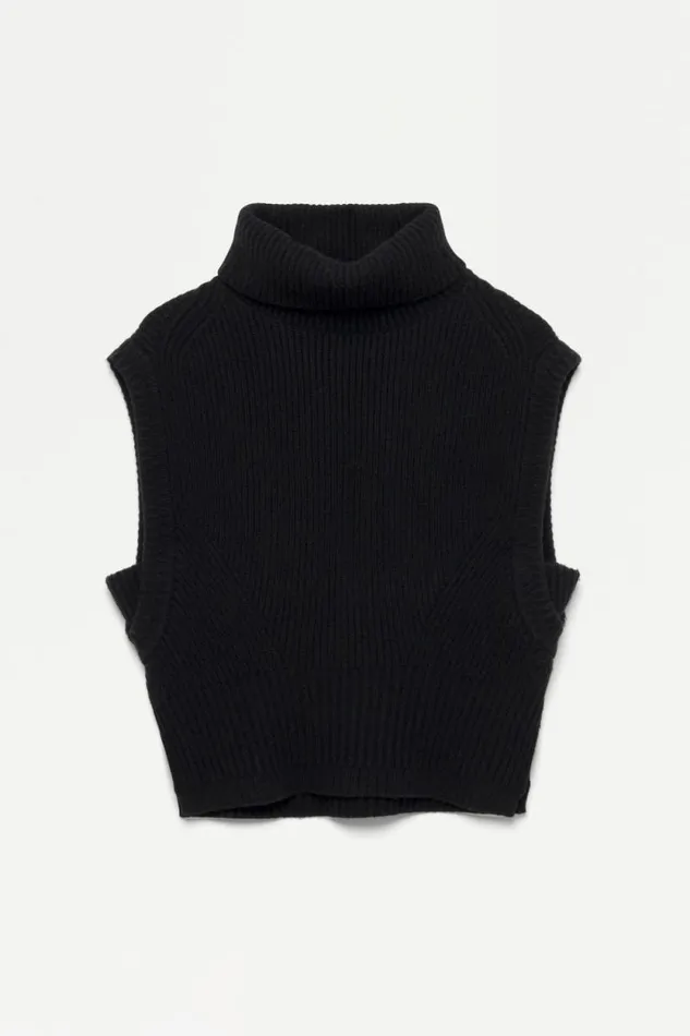Women Knitwear Jonathan Simkhai Maple Top Black Sleeveless Turtleneck Top