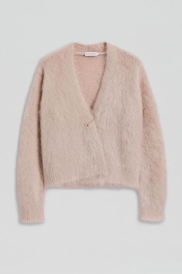 Women Knitwear Scanlan Theodore BRUSHED MOHAIR WRAP CARDIGAN MINK