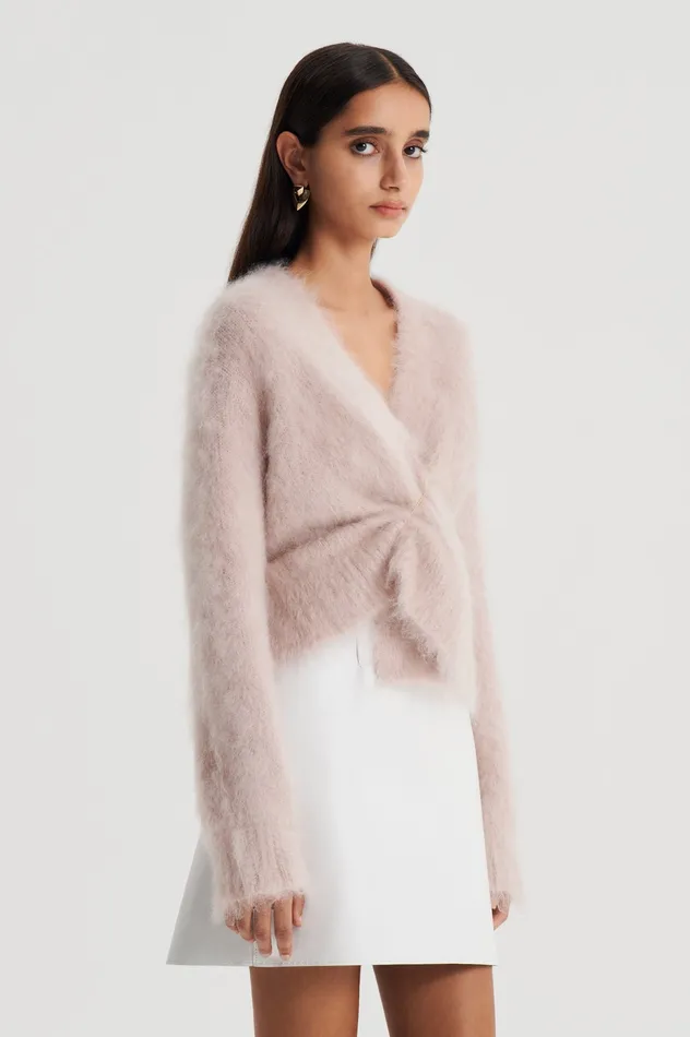 Women Knitwear Scanlan Theodore BRUSHED MOHAIR WRAP CARDIGAN MINK