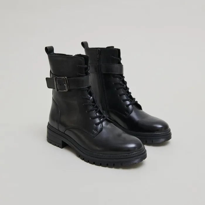 Women Laceup Ankle Boots With Notched Soles Black JONAK Ankle Boots Lowboots
