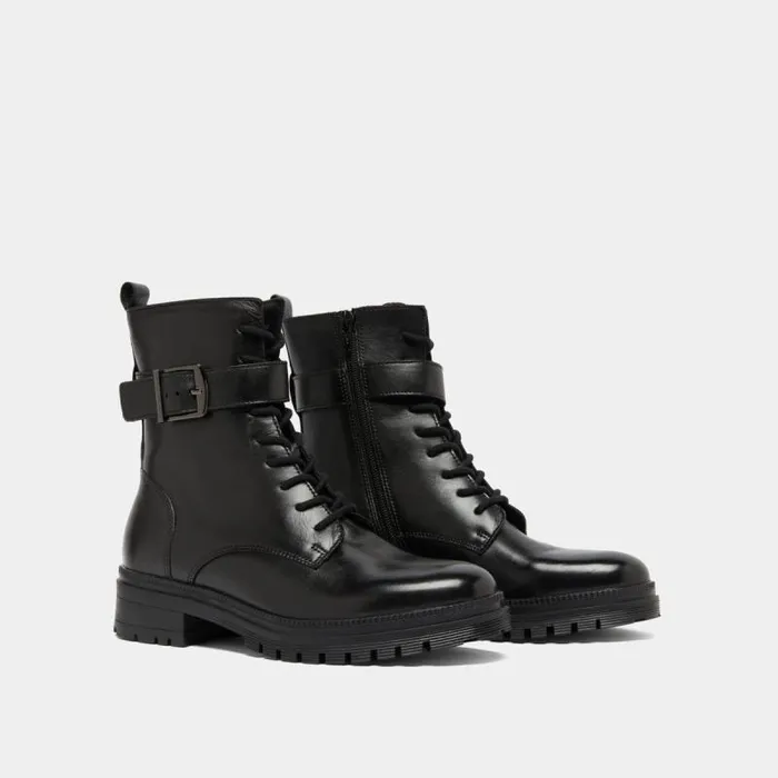 Women Laceup Ankle Boots With Notched Soles Black JONAK Ankle Boots Lowboots