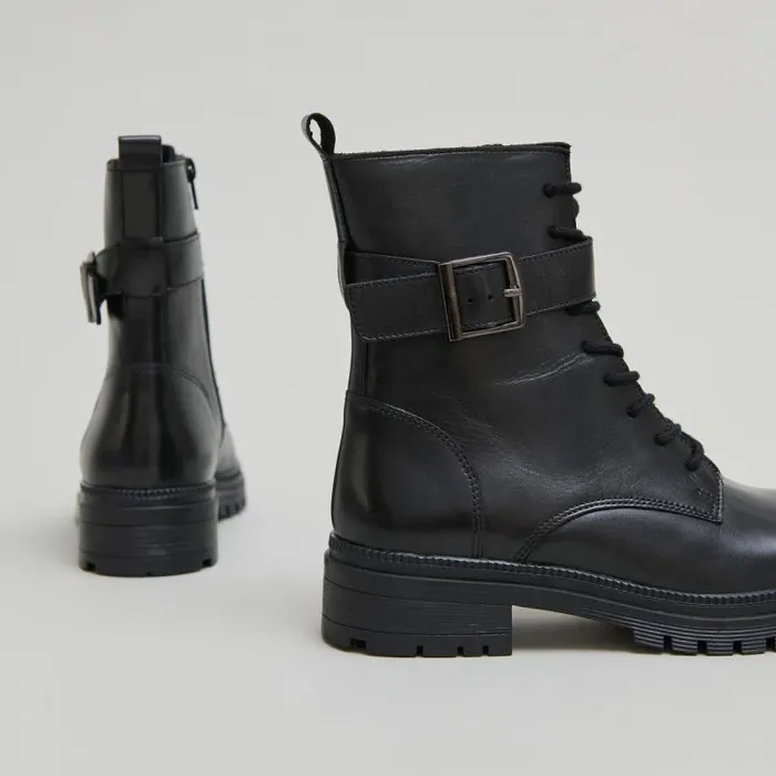 Women Laceup Ankle Boots With Notched Soles Black JONAK Ankle Boots Lowboots