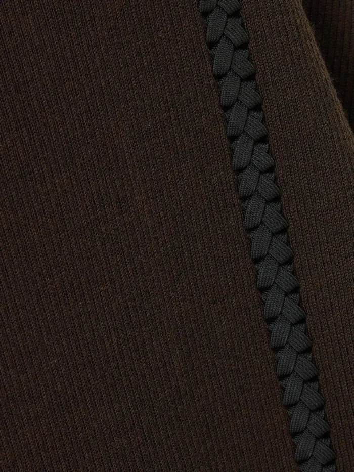 Women Lattice Trim Knitted Dress Brown Jigsaw Knitwear and Cashmere