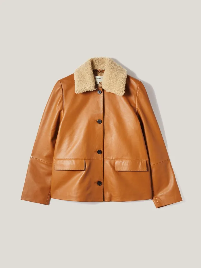 Women Leather Cropped Jacket Ginger Jigsaw Coats and Jackets