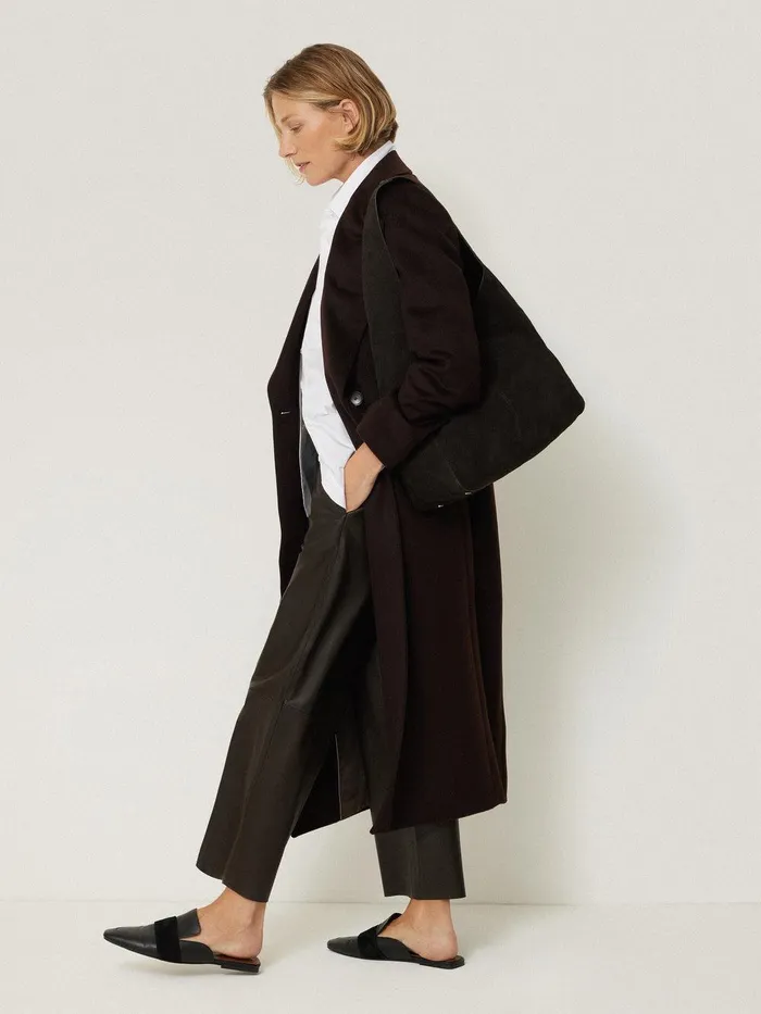 Women Leather Flat Front Trouser Dark Olive Jigsaw Coords
