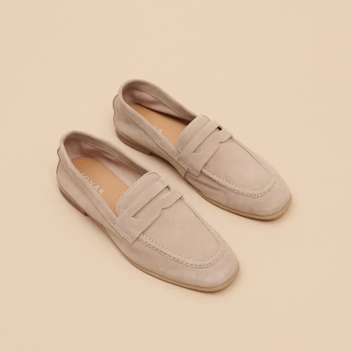 Women Loafers With Flat Heels And Rounded Toes Beige JONAK Loafers