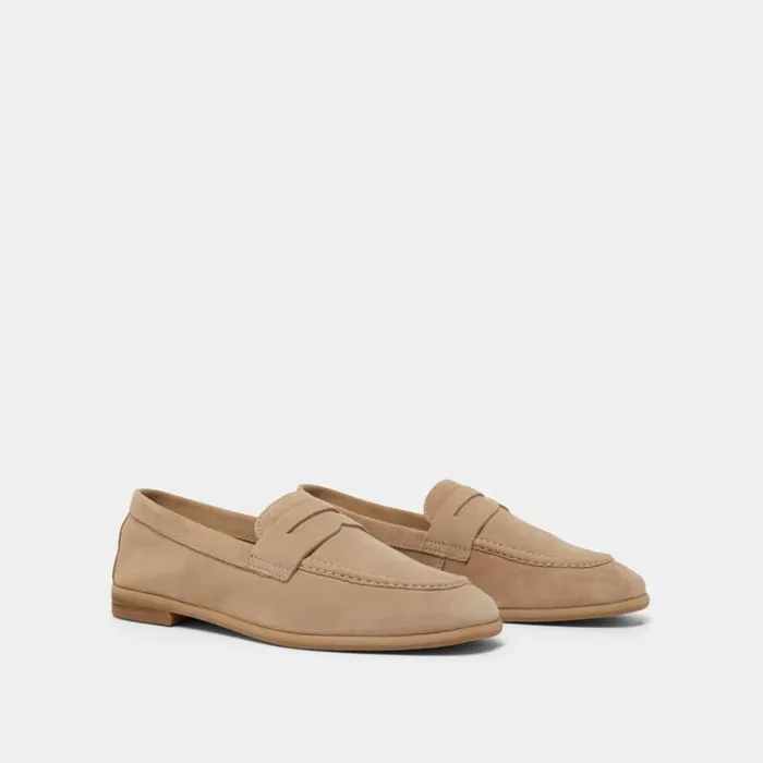 Women Loafers With Flat Heels And Rounded Toes Beige JONAK Loafers