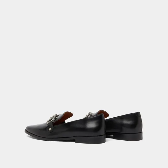 Women Loafers With Silver Buckles And Pointed Toes Black JONAK Loafers