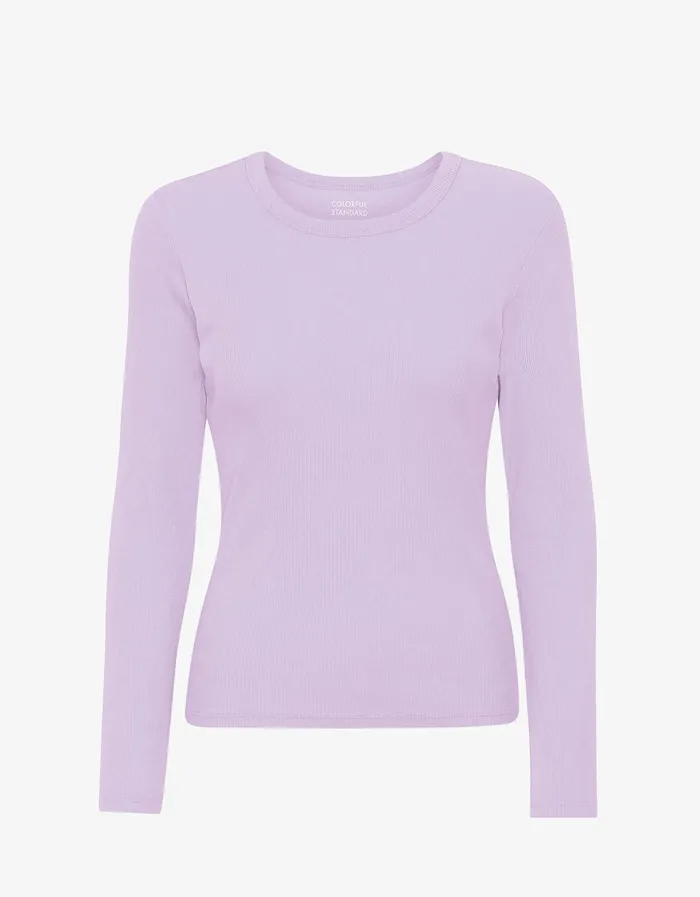 Women Long Sleeve Tops Colorfulstandard Women Organic Rib LS TShirt 8211 Soft Lavender