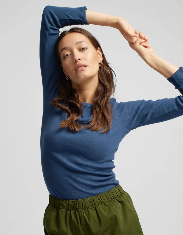 Women Long Sleeve Tops Colorfulstandard Women Organic Rib LS TShirt 8211 Soft Lavender